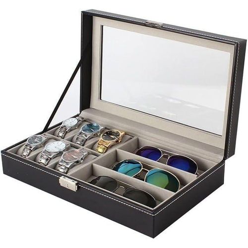 product_image_name-Generic-2in1 Portable watch plus Glasses organizer for 6 Watches and 3 Glasses-1
