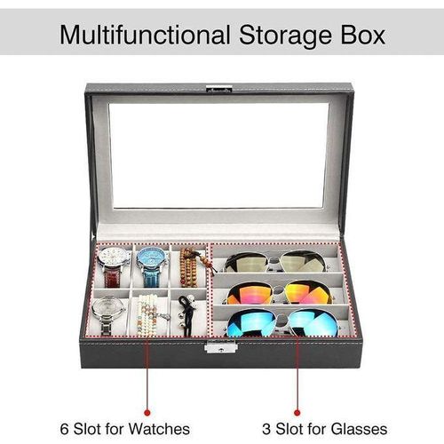 product_image_name-Generic-2in1 Portable watch plus Glasses organizer for 6 Watches and 3 Glasses-5