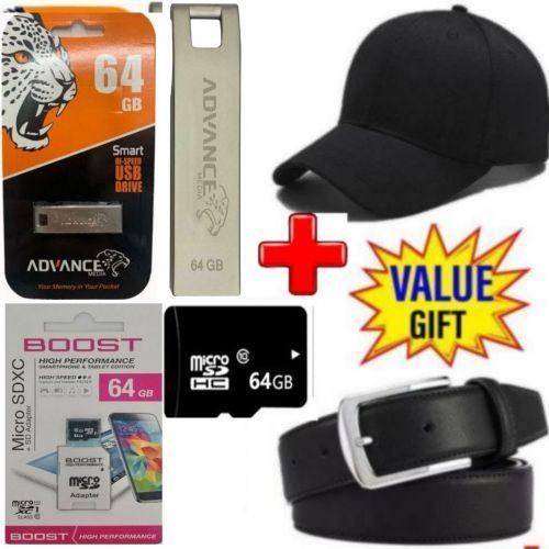 product_image_name-Generic-Advance 64Gb Metalic Flash Disk + 64 Gb Memory Card + Cap + Belt For Men-1