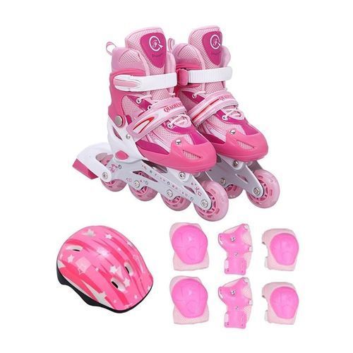 Generic Complete Pink Roller Skating Shoes With Protective Gears Best