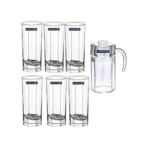 product_image_name-Luminarc-7Pcs Octime Water Set 6 Glasses With 1 Jug - Water Glass Set-1