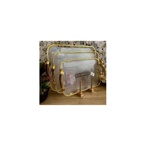 product_image_name-Generic-3 Pcs Luxury Acrylic Serving Trays with Gold Beaded Handles - Decorative Rectangular Platter Set for Food, Drinks, Desserts & Home Decor - Elegant & Durable-4