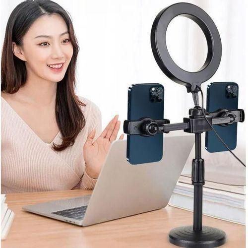 product_image_name-Generic-Ring Light Universal Dual Position Mobile Phone Clip Mini Metal Desktop Multi-function Tripod Bracket Holder For IPhone Phone Live Bracket-1