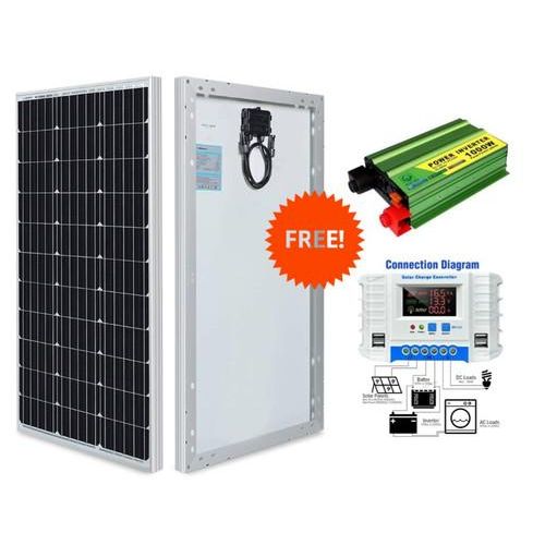 product_image_name-Sunlight Solar-150Watts Solar Panel 25 Years Warranty All Weather Mono Solar Panel + Free 30A Solar Charge Controller +  Free 1000 Watts Solar Inverter DC to AC 1000W Inverter-1