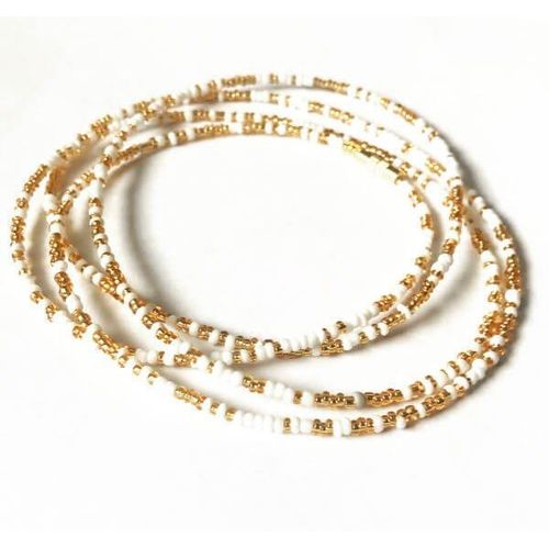 White and Gold Waist Beads