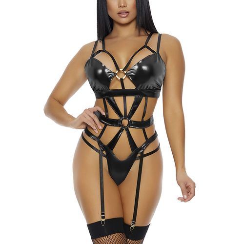 Stunning Black Harness Lace Bodysuit