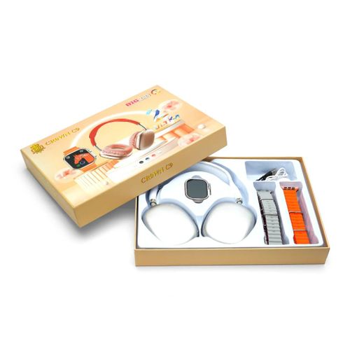 product_image_name-Smartwatch-Crown C9 Ultra Smart watch with P9 Headphone for Men and Women, wireless charging with FitnesscTracker, Blutooth Call, Sport Mode, Activity Trackers Compatible with iPhone and Android Phones, Crown C9 Smart Watch Suit with Headphones and 4 straps-8