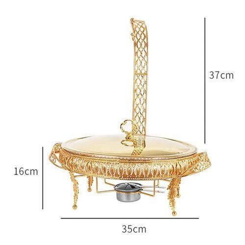 product_image_name-Generic-Golden 3.0L Oval Elegant Chaffing Dish Glass Food Warmer-4
