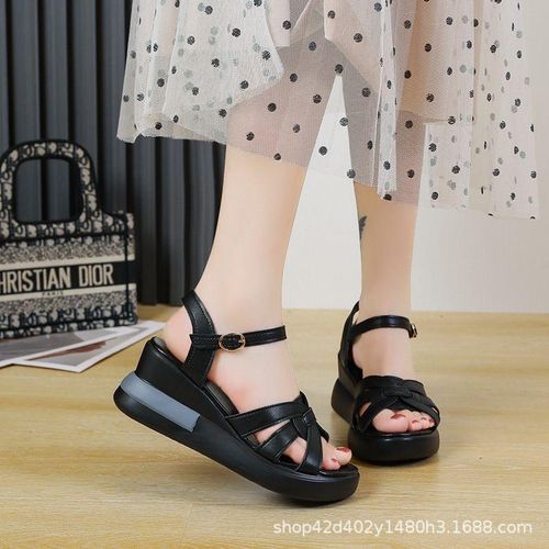 Fashion Shoes Women s Black Casual High Rise Thick Sole Sandals For External Wear Best Price Online Jumia Kenya