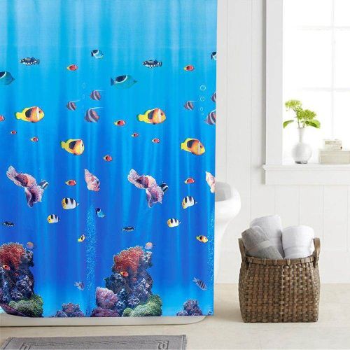 Generic 180*200cm PEVA Bathroom Washroom Underwater World Fish Shower  Curtain 12 Hooks @ Best Price Online