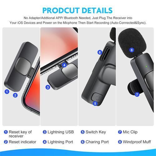 product_image_name-Generic-TECHMASTERS K9 2.4GHz Wireless Lavalier Microphone for Live Vlog Video Recording Interviews-7