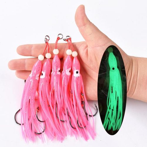 Generic 5pcs/pack Soft Squid 12cm 5.5g Silicon Gel Skirt Tentacle 15 Double  Assist Hook Lure Hook Rig Fishing Tackle Saltwater Fishing @ Best Price  Online