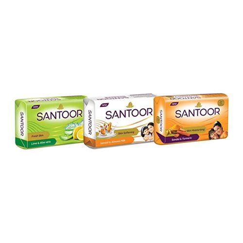 product_image_name-Santoor-Skin Softening Sandal & Almond Milk Bathing Soap with Nourishing & Anti-Aging Properties 100G-(6 PACK )-7
