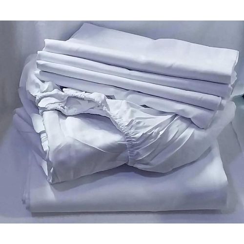 product_image_name-Jimmy-Fitted White Cotton  Bedsheets with 4 pillowcases-1