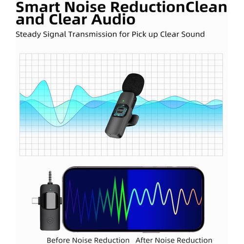 product_image_name-Generic-K15 Lavalier Microphone Wireless – Clip-on Dual Mics with 3-in-1 Adapter-2