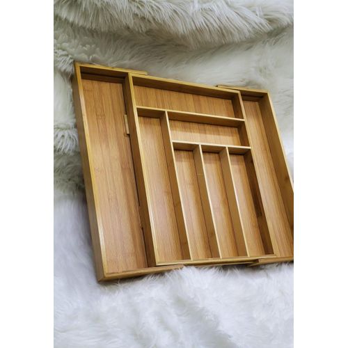 product_image_name-Generic-Multifunctional Expandable Bamboo Cutlery Drawer Organizer – Large Wooden Kitchen Tray-2