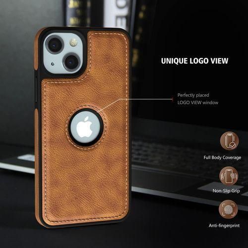 product_image_name-Generic-Brown Full Hard Case Classic Soft PU Leather Cover Case For IPhone 15 Plus-2