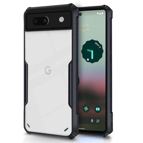 product_image_name-Xundo- Google Pixel 6a Hybrid Black Border TPU Bumper Case With AirEDGE Technology Crystal Clear Case, Drop Protection Smartphone C-1