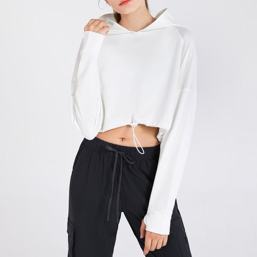 Drawstring bottom crop hoodie online