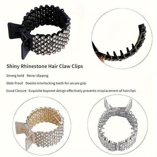 product_image_name-Fashion-3pcs Elegant Rhinestone Clip Set Natural Crystal Ponytail Holders Women & Girls - Secure, Versatile-4