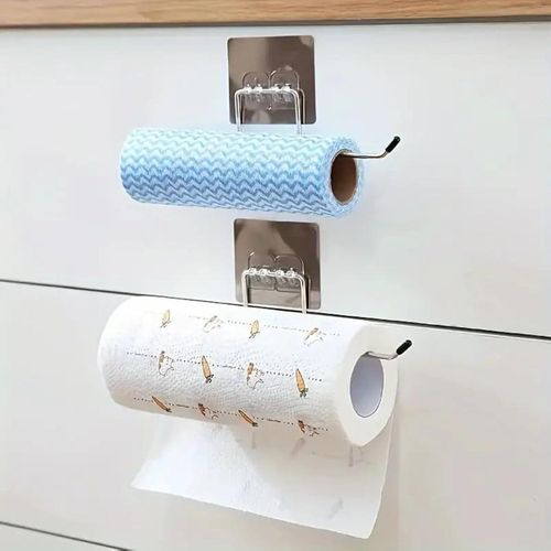 product_image_name-Generic-Multipurpose Paper Roll Holder Wall Mounted Kitchen Organizer Stainless Steel Cling Film Holder-4