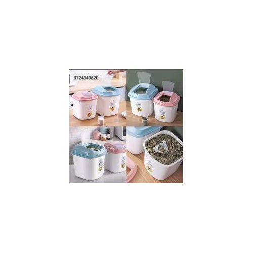 product_image_name-Generic-Cereal bucket 10L, Large Capacity Plastic Rice Storage Container with Dispenser & Measuring Cup - Airtight Food Grain Bucket.-3