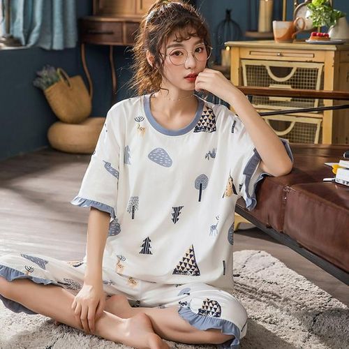 Generic 2023 Summer Knitted Cotton Printing Two Piece Short Sleeved Women Pajamas Sets Pyjamas Ladies Sleepwear Cute Cartoon Pijamas Best Price Online Jumia Kenya