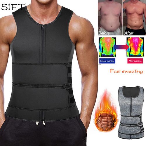 Mens Waist Trainer Sauna Suit Weight Loss Neoprene Vest Body Shaper Tank Top  US