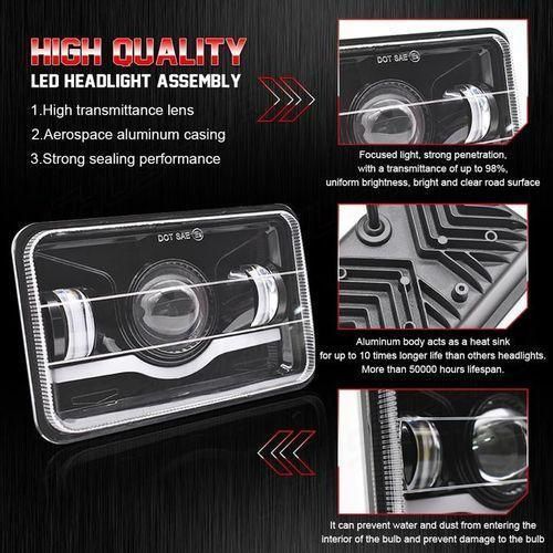 product_image_name-Generic-4x6 Inch Square LED Headlights, High And Low Beam For Trucks And-2