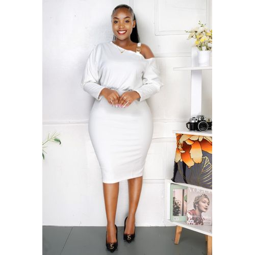 White off the shoulder bodycon dress cheap