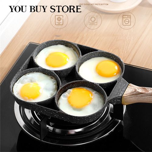 Black Non-stick Four-hole Frying Pot Thickened Omelet Pan Egg