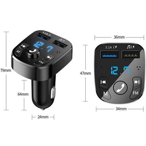 product_image_name-Generic-Car Wireless Bluetooth FM Transmitter, USB, TYPE C, Bluetooth FM Transmitter -8