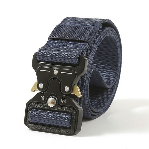 Generic Men's Women Tactical Ary Belts Heavy Duty Adjustable Nylon Belt  Outdoor Police Metal Buckle Belt 125cm/Wide 3.8-Blue @ Best Price Online