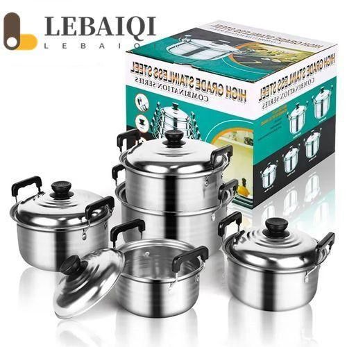 product_image_name-Generic-5-Piece Stainless steel Deep Soup Pot Set - Silver-1