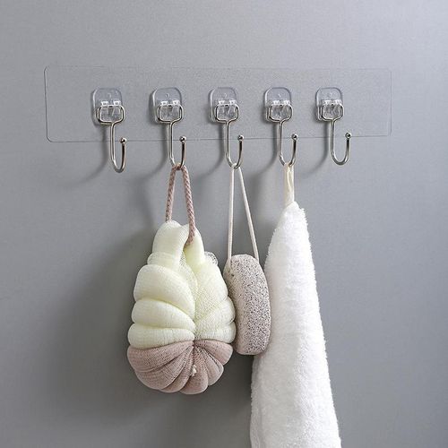 product_image_name-Generic-5-in-1 Strong Adhesive Wall Hooks – Transparent Multi-Purpose Door & Wall Hangers-2