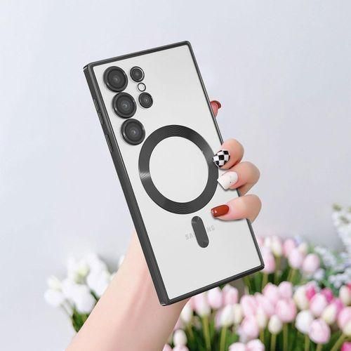 product_image_name-Generic-Black Luxury Electroplate Magnetic Charging Clear/Transparent Phone Case Cover for Samsung Galaxy S24 Ultra-2