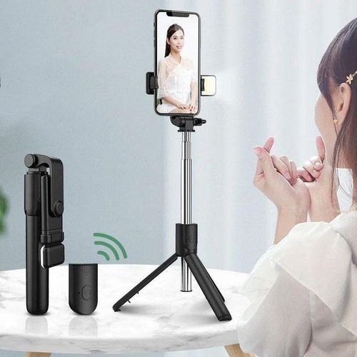 product_image_name-Generic-Compact Selfie Stick Tripod with Built in LED Light and Bluetooth Remote Shutter-5
