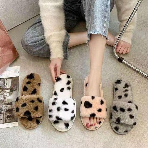 product_image_name-Generic-Soft Printed Fluffy Slides Flat Shoes Sandals-1