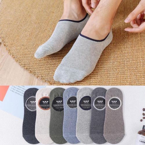 Generic 5 Pair Set Socks for Men Thin No Show Invisible Low Cut Summer  Silicone Non-Slip Breathable Ankle Cotton Black White Comfortable @ Best  Price Online