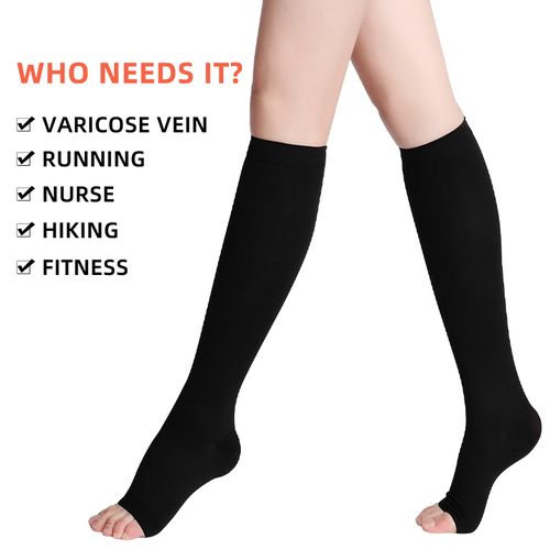 Generic Plus Size 34_46mmHg Compression Stockings Unisex Grade 3 Open Toe  Socks Varicose Veins Treatment Graduated Pressure(#Black) @ Best Price  Online