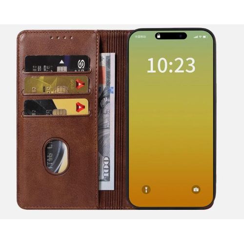 product_image_name-Generic-Realme C65 Luxury Leather Flip Wallet Magnetic Cover Case – Brown, Shockproof, Kickstand, Card Slots, Magnetic Closure-4