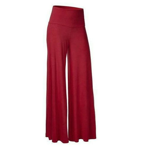 Fashion (Burgundy)Womens Plus Size High Waist Wide Leg Maxi Long Pants  Solid Color Office Lady Loose Stretch Pleated Palazzo Lounge Trousers S-3X  WEF @ Best Price Online