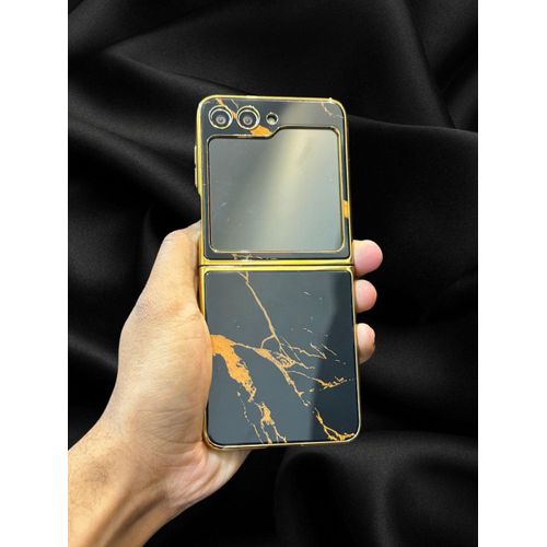 product_image_name-Marble-Z flip 5 Royal Gold Plated  Pattern Luxury Cover-3
