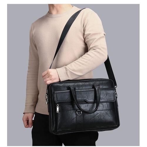 Jeep B Men Briefcase Bag High Quality Business Leather Shoulder