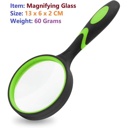 product_image_name-Generic-Handheld Non-slip High Power 60mm Lens Rubber Magnifying & Reading Glass - SMG11 Green-1