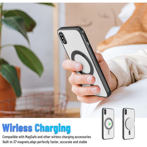 product_image_name-Generic-iPhone X Phone Case, Black Electroplated Clear Case with Magnet for Magsafe & Wireless Charging Support for Second Device-4