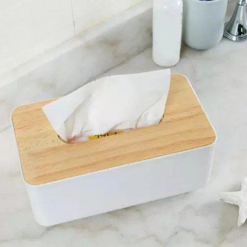 product_image_name-Generic-Bamboo Tissue Serviette Box Eco-Friendly Canister-White-1