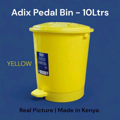 product_image_name-Adix-10 litres plastic pedal bin yellow.-1