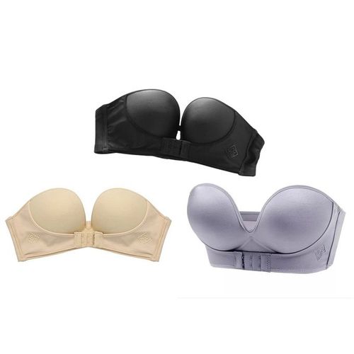 Invisible Strapless Front Buckle Bra Push-Up Women's Lingerie