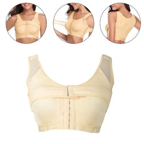 Women's Post-Surgery Front Closure Brassiere Sports Bra with Mesh